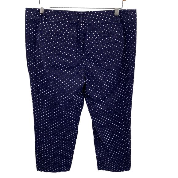 LOFT Navy Blue White Polka Dot Print Original Crop Pants Size 12 - Picture 4 of 8